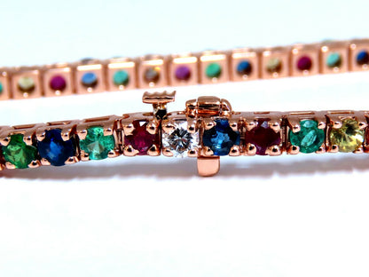 10.30Ct Natural Gem-Line Spinel Emerald Sapphire Ruby  Diamond Bracelet 14Kt *v