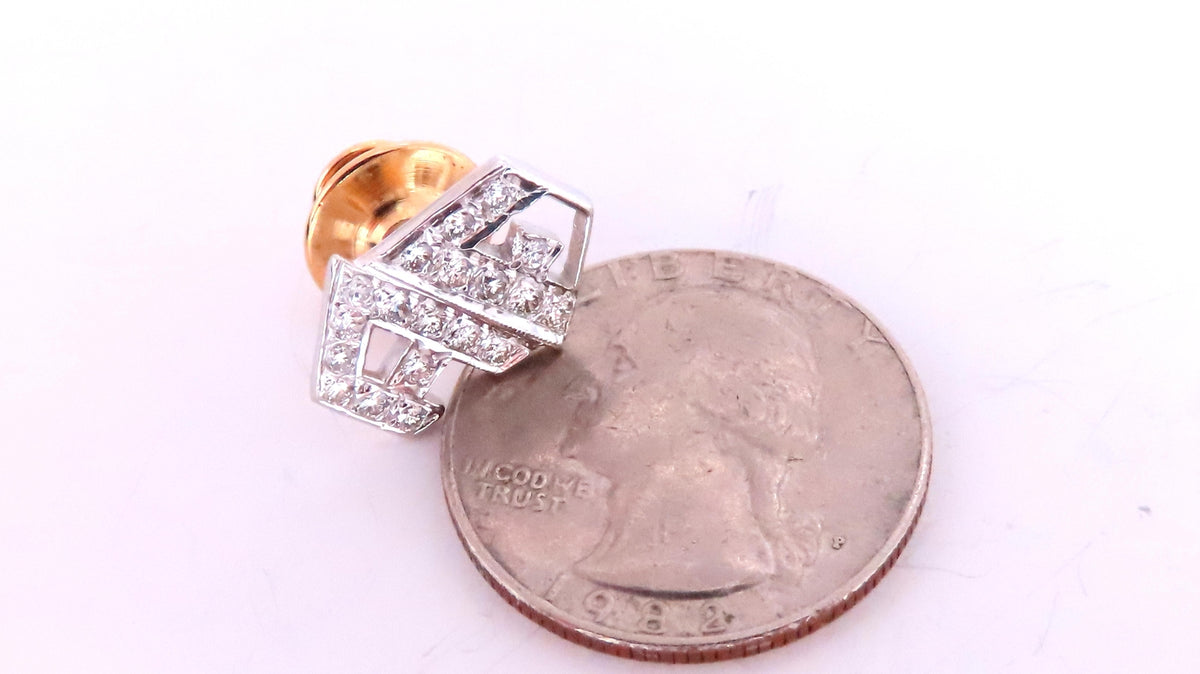 Initial AF Diamonds Tie Track Pin 14kt Gold posh 12556 *v