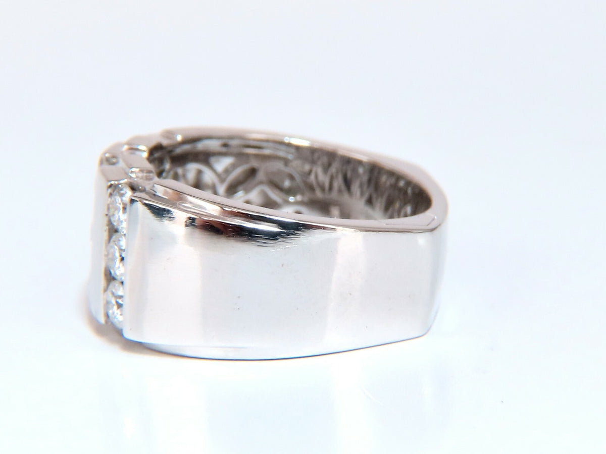 1.05ct Natural Round cut Diamonds mens band 14kt Channel (9) Comfort Fit *v
