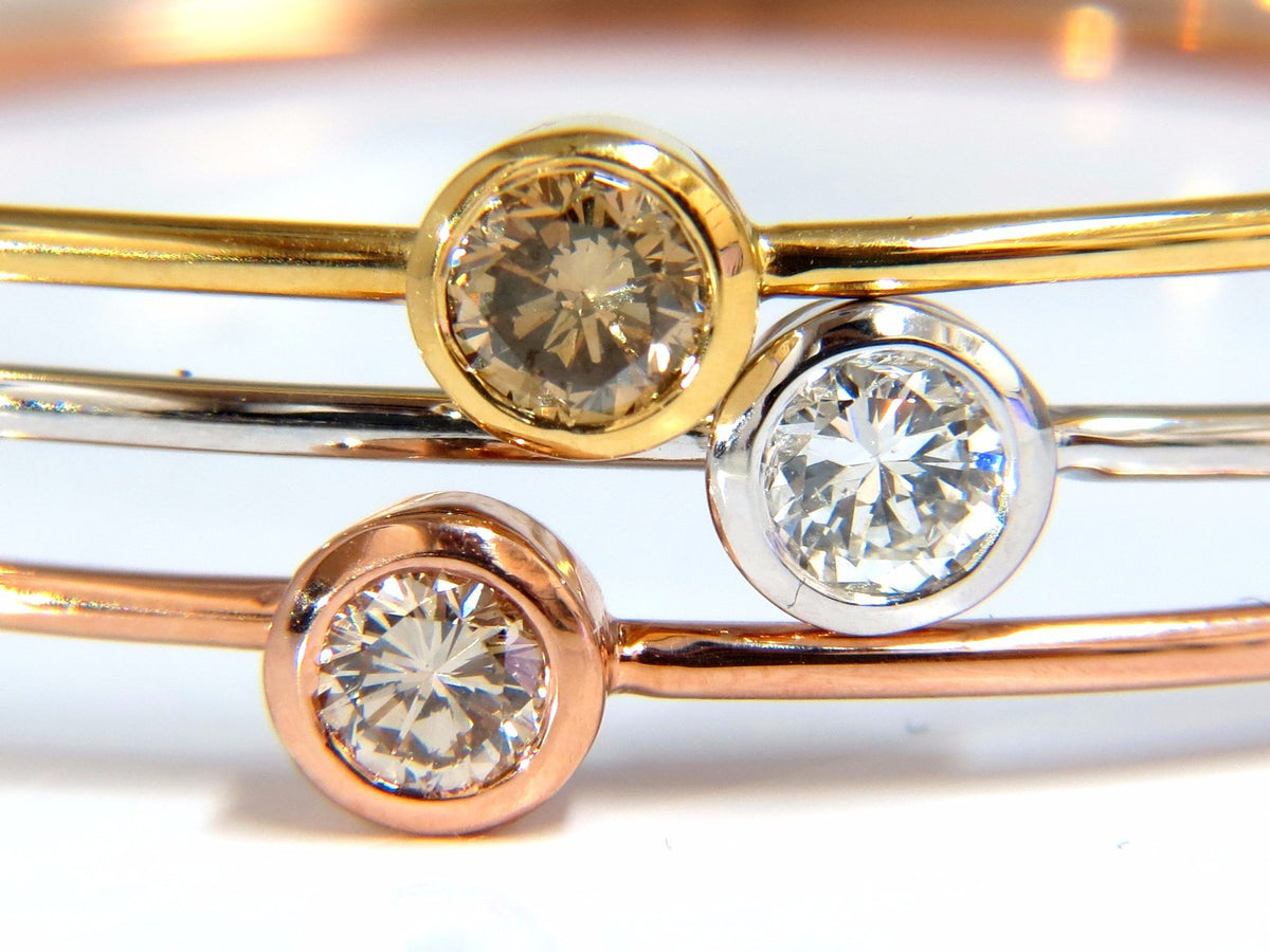 1.18CT Stackable Bangles Diamonds Bracelet 14KT Fancy Color Mod Interlock *v