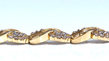 Natural Round & Baguettes Diamonds Cluster Channel Bracelet 14kt *v