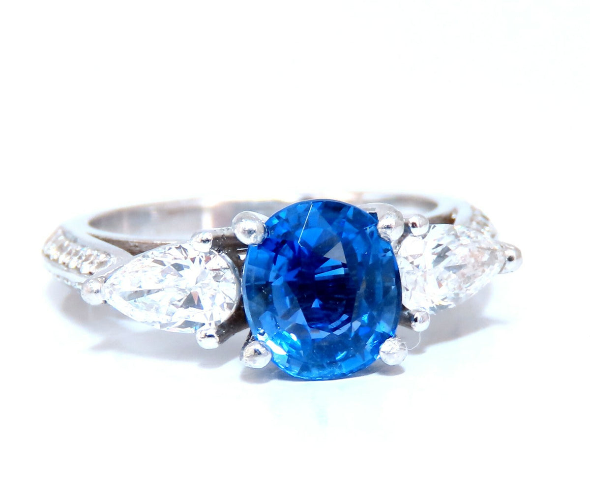 GIA Certified 2.13ct Natural Sapphire Diamonds Ring Platinum*v