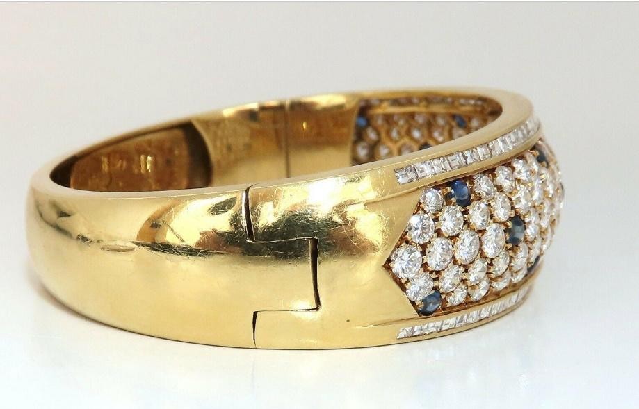 15.50ct. Natural Sapphire Diamonds Bangle Bracelet 18kt 12354 *v
