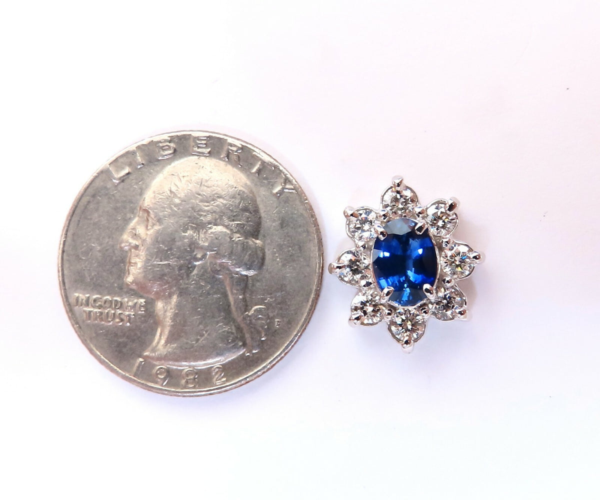 3.63ct Natural Sapphire Diamond Earrings 14kt Cluster Halo Prime *v