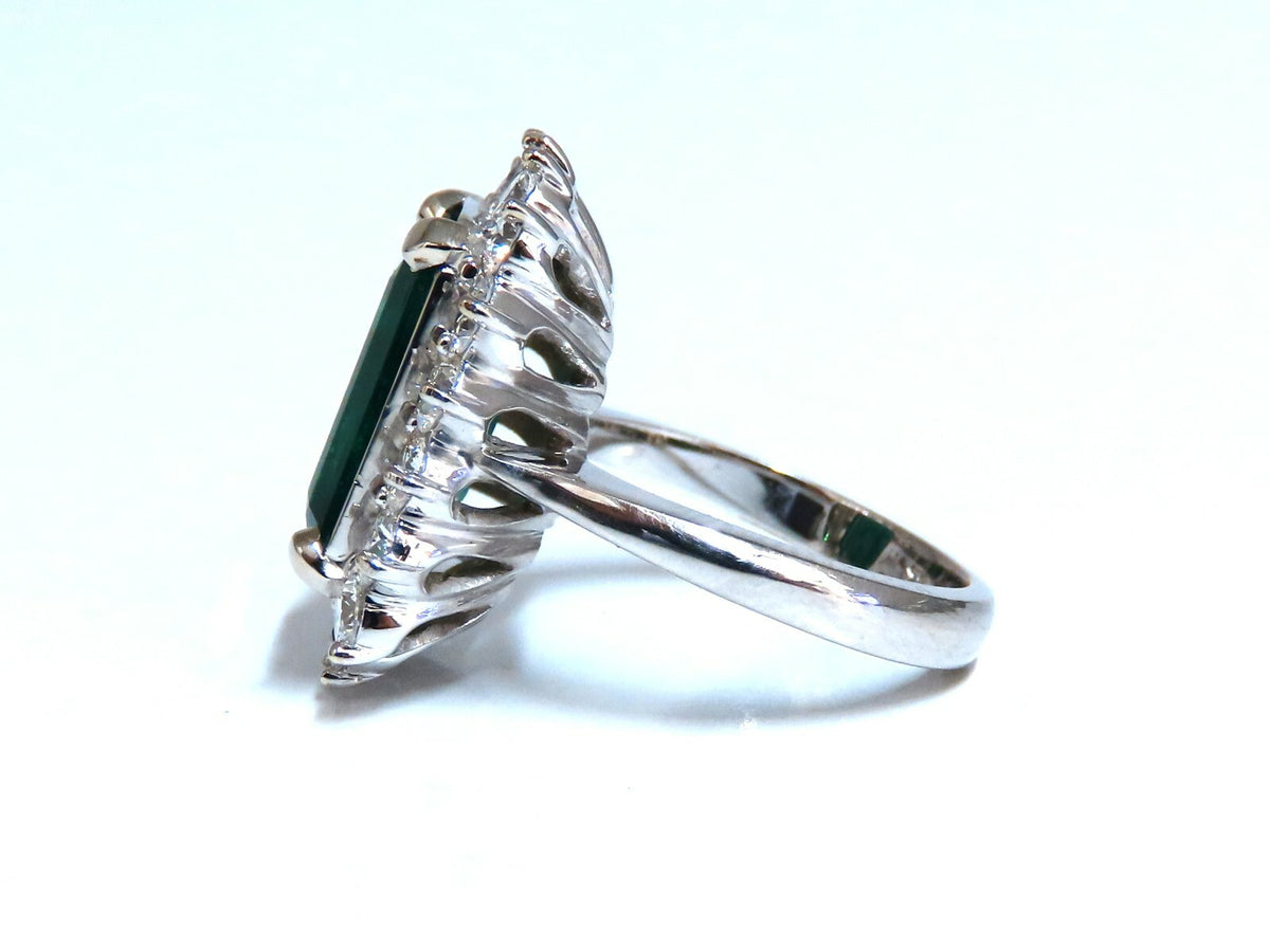 GIA Certified 6.26ct natural green emerald diamonds ring 18kt Halo Prime*v