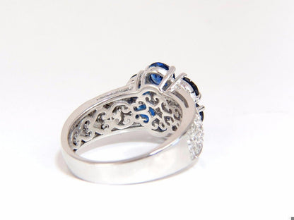 3.96ct natural sapphires diamond cluster ring 14kt royal blue floretta 10631 *v