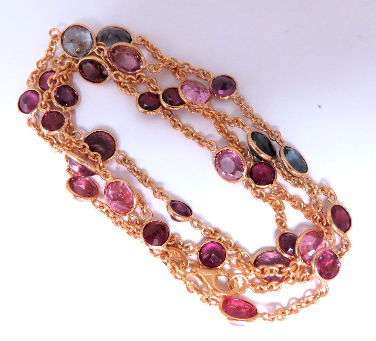 16ct Natural Ruby Sapphire Yard Necklace 14kt Gold *v