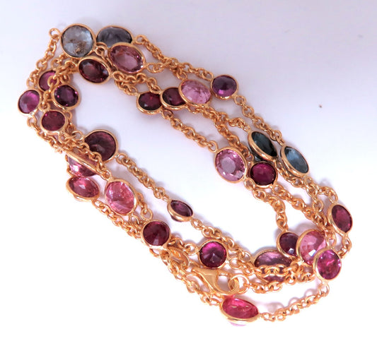 16ct Natural Ruby Sapphire Yard Necklace 14kt Gold *v
