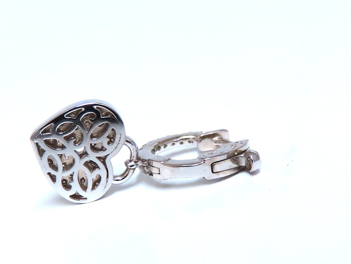 1ct Natural Diamond Heart Key Earrings 14kt *v