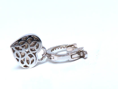 1ct Natural Diamond Heart Key Earrings 14kt *v
