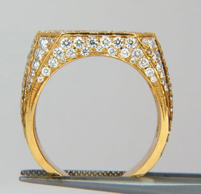 5.60ct. mens natural fancy light brown diamond master bead set pave ring *v