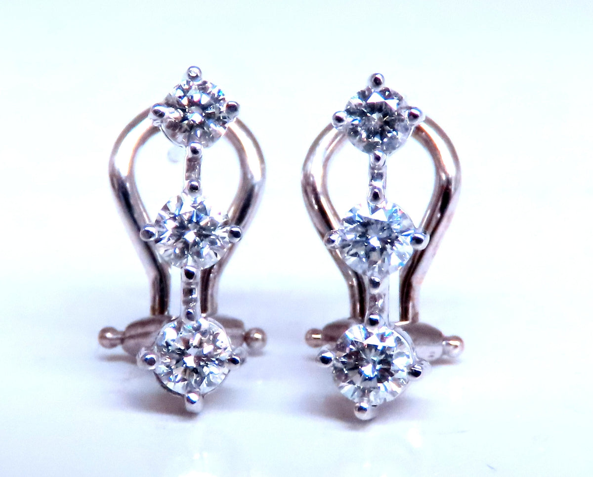 .70ct Three Stack Diamond clip Earrings 14kt 12493 *v