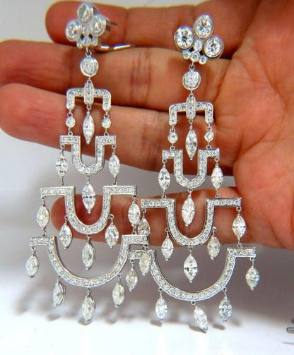 Step Tier Extra Wide Long Chandelier Class Deco Dangle Earrings 18kt 12319 *v