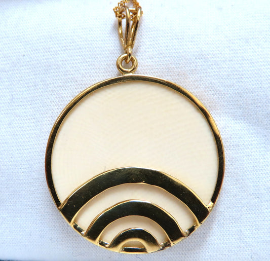 Rainbow Ray Beige Quartz Necklace 18kt 33mm *v