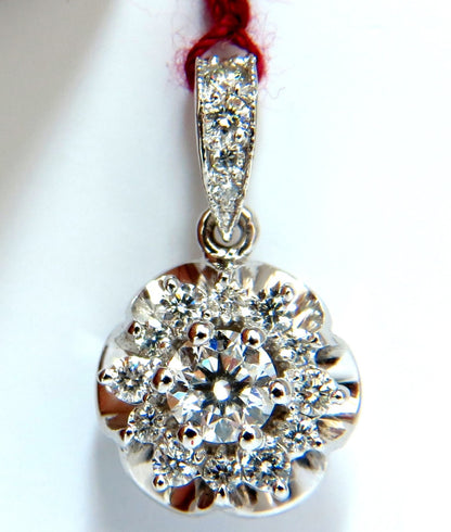 1.01CT NATURAL DIAMONDS CLUSTER RAISED CLOVER PENDANT 14KT G/VS *v