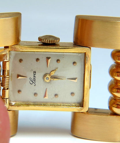 Estate LUVA 14kt gold watch ladies cuff bracelet *v
