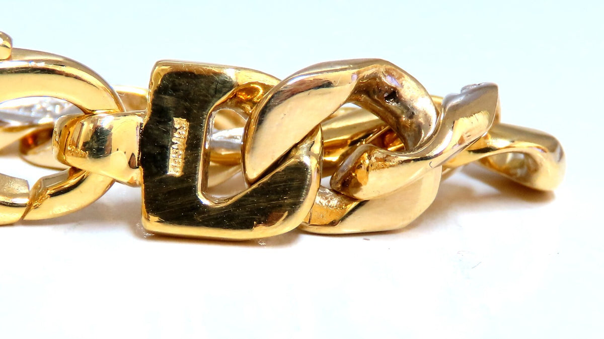 14ktgold  Mens Classic Figaro Bracelet 7.5 inch .22ct diamonds *v