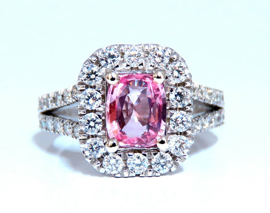 GIA Certified 1.14ct Natural Padparadscha Sapphire Diamonds Ring 14kt *v