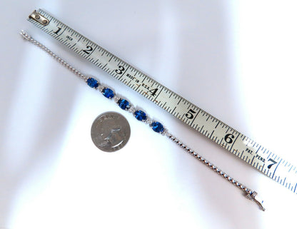 6.38ct natural Vivid royal blue round sapphires diamond bracelet 14 Karat *v
