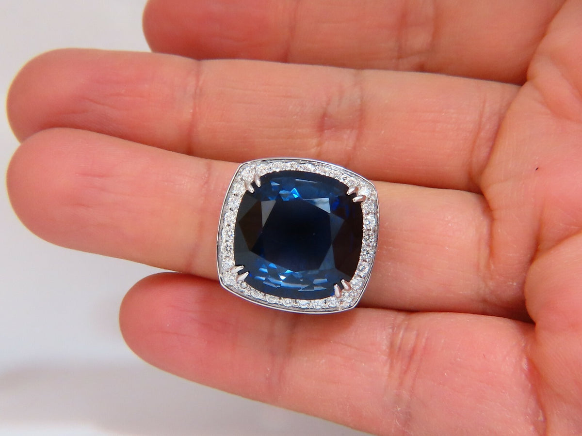 26ct Lab Sapphire diamonds Ring Vivid Royal blue 14 Karat *v