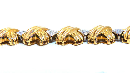 Natural Diamonds X Bracelet wide caliber 14kt two toned 39 grams *v