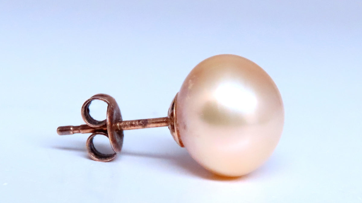 10.7mm Vintage Baroque Pearl Stud Earrings 14kt Gold 12380 *v