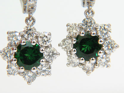 2.88CT NATURAL FINE GEM TSAVORITE DIAMOND DANGLE EARRINGS HOOP 14KT G/VS *v