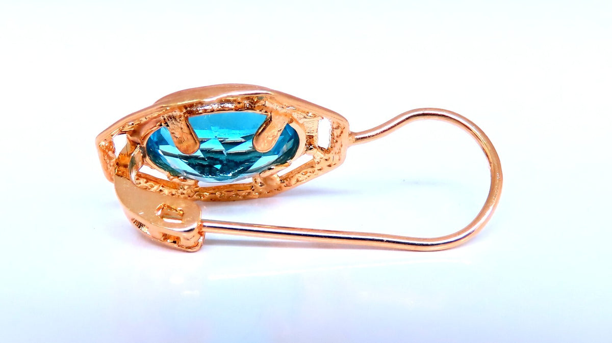 5.00ct Natural Blue Topaz Euro Wire Earrings 14kt Gold *v