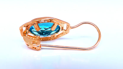5.00ct Natural Blue Topaz Euro Wire Earrings 14kt Gold *v