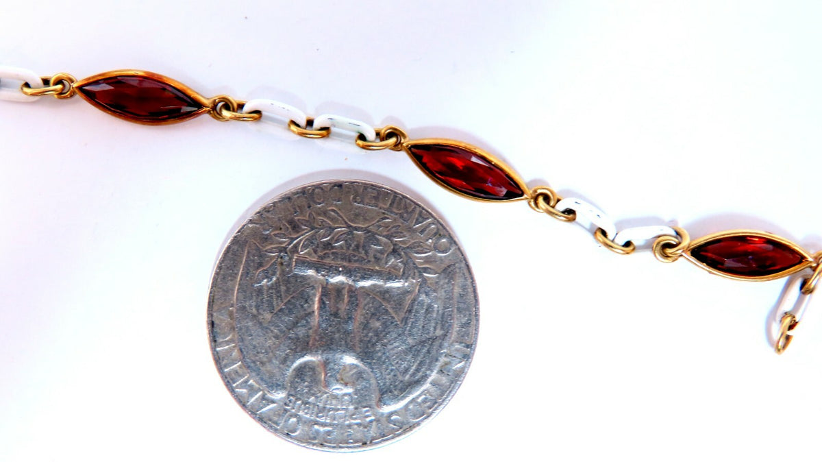 3ct Natural Garnet Station Link Bracelet 14kt gold *v