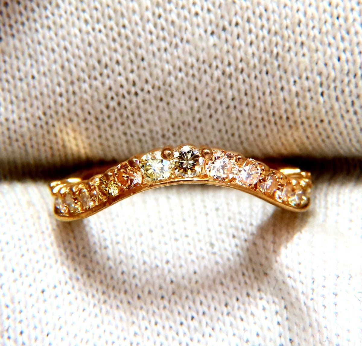 .60ct Natural Fancy Color Shades of Yellow Diamonds Wave Swirl Band Ring 14kt *v