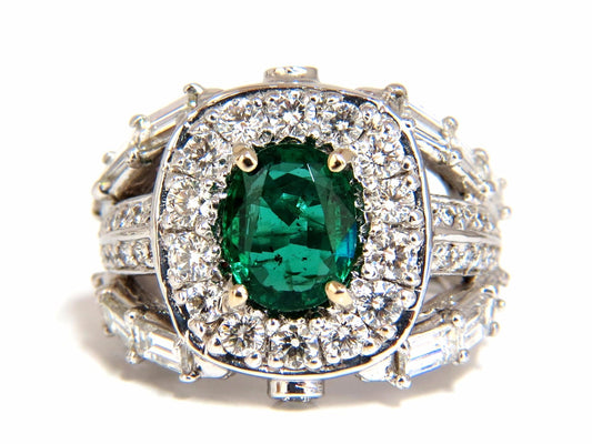 6.00ct natural vivid bright green emerald diamonds ring 14kt*v