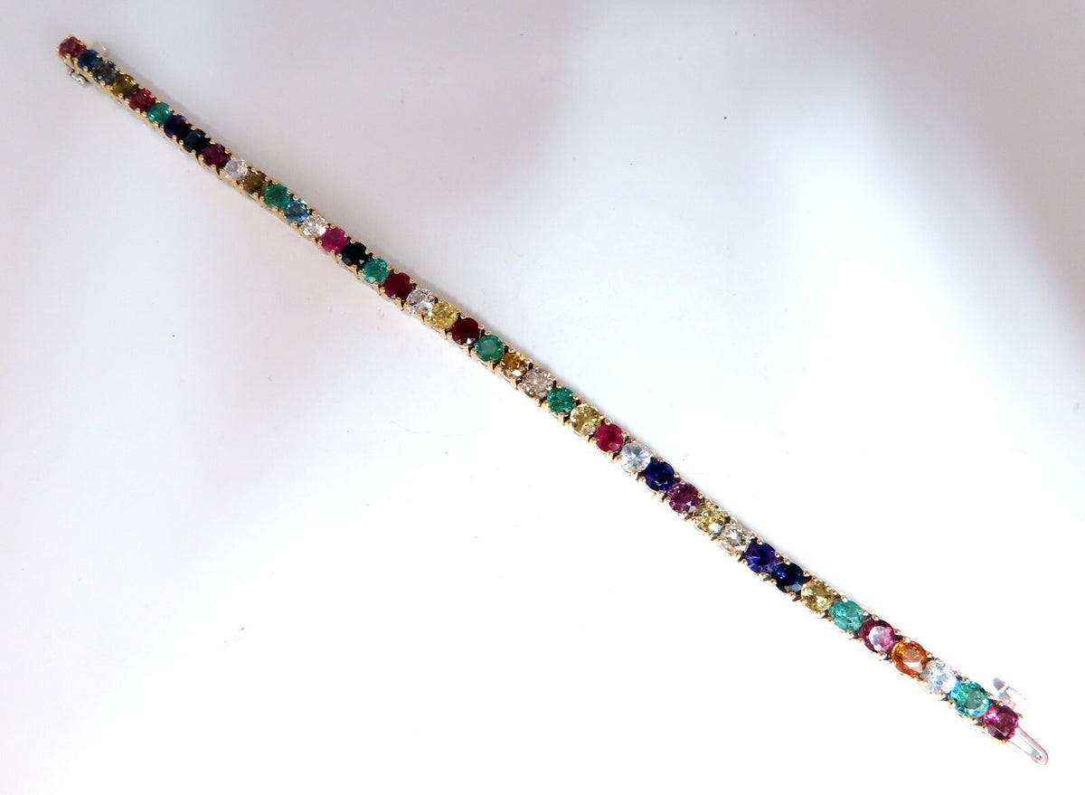 13.45Ct Natural Spinel Emerald Sapphire Ruby Amethyst Diamond Bracelet 14kt *v