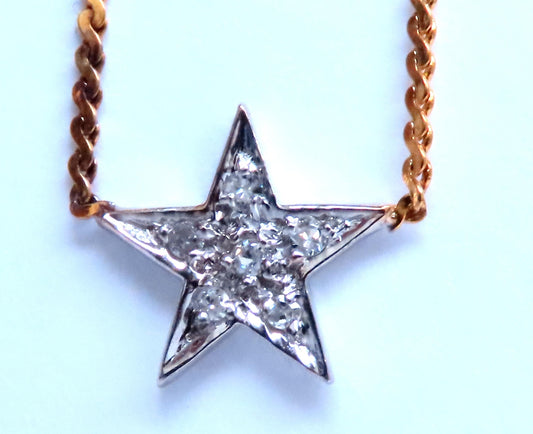 .05ct. Natural Diamonds Petite Star Necklace 14kt gold 12406 *v