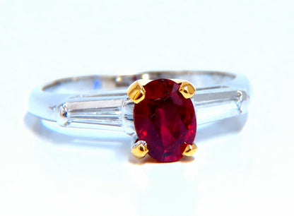 GIA Certified Ruby .99ct  Diamond ring Platinum Vivid Red Prime *v