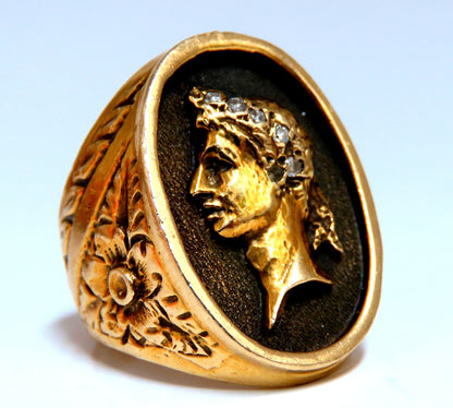 Caesar Roman Noble Deco Vintage Signet Ring 14Kt gold 22G *v