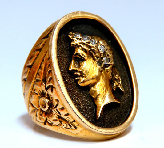 Caesar Roman Noble Deco Vintage Signet Ring 14Kt gold 22G *v