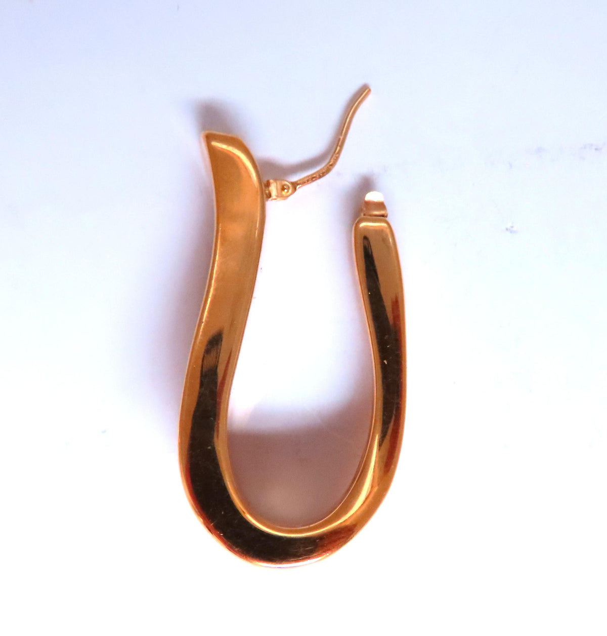 Elongated Semi Hoop High Shine Lever Clip Earring 14kt 12504 *v