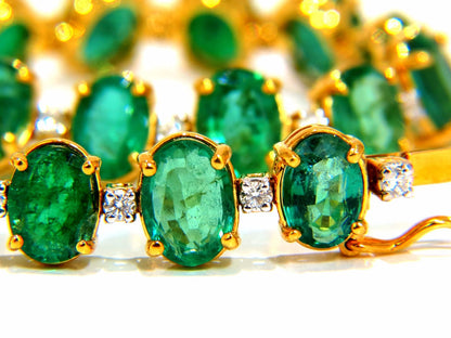 Emerald bracelet 27.42ct & .75ct diamonds classic tennis 14kt. natural greens *v