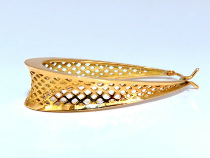Elongated Mesh Lever Clip Hoop Earrings 18kt gold *v