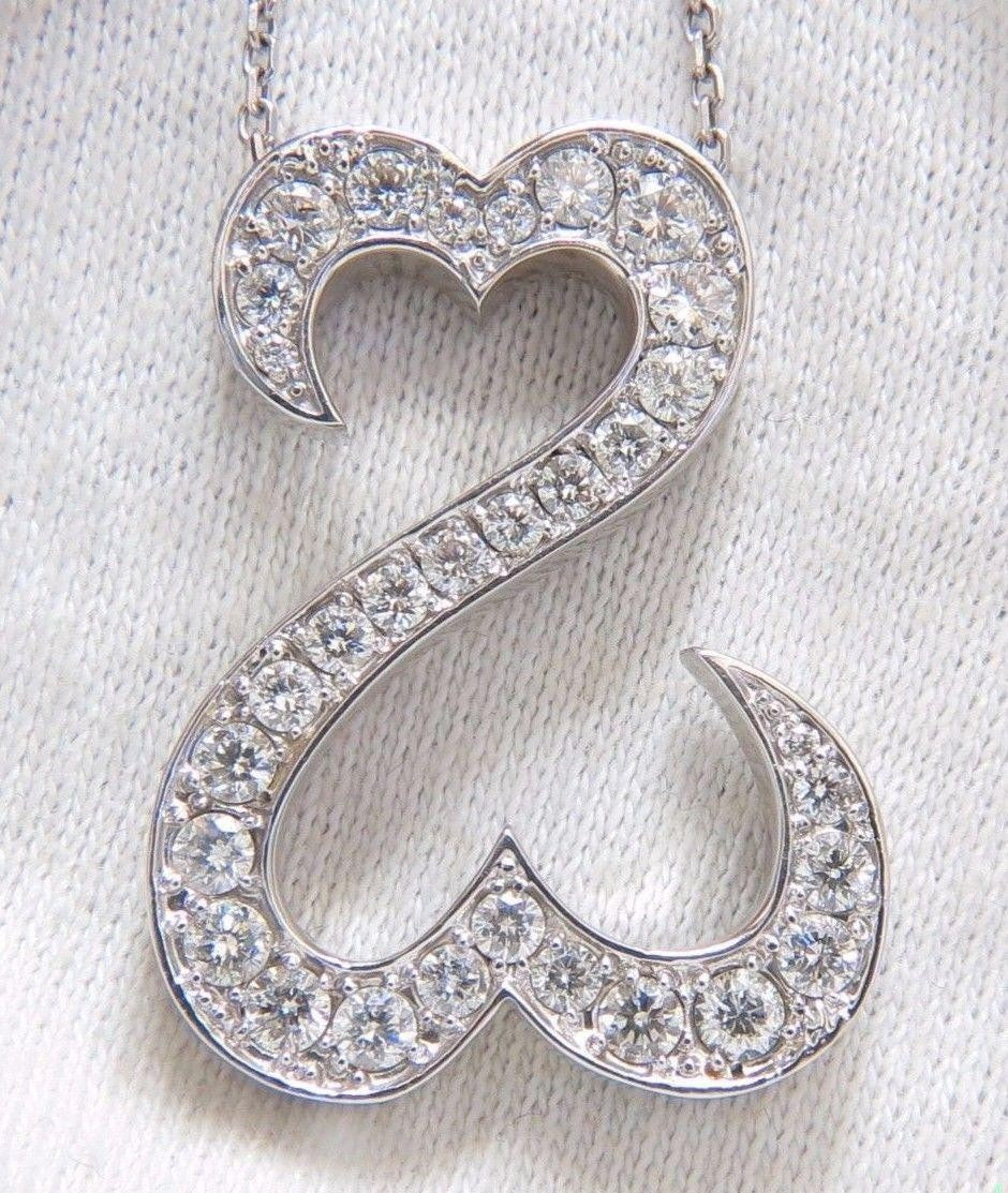 1.40ct natural diamonds double heart pendant 14kt 10658 *v