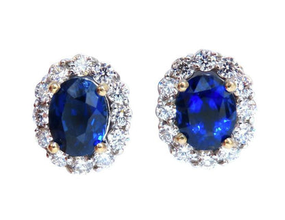 GIA Certified 7.81ct Natural Royal Blue Sapphire Diamond Earrings 14kt 12642 *v