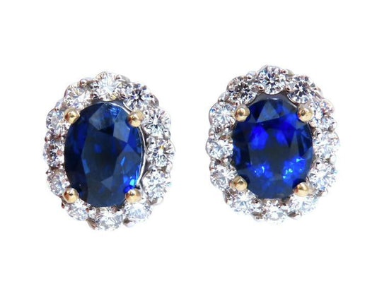GIA Certified 7.81ct Natural Royal Blue Sapphire Diamond Earrings 14kt 12642 *v
