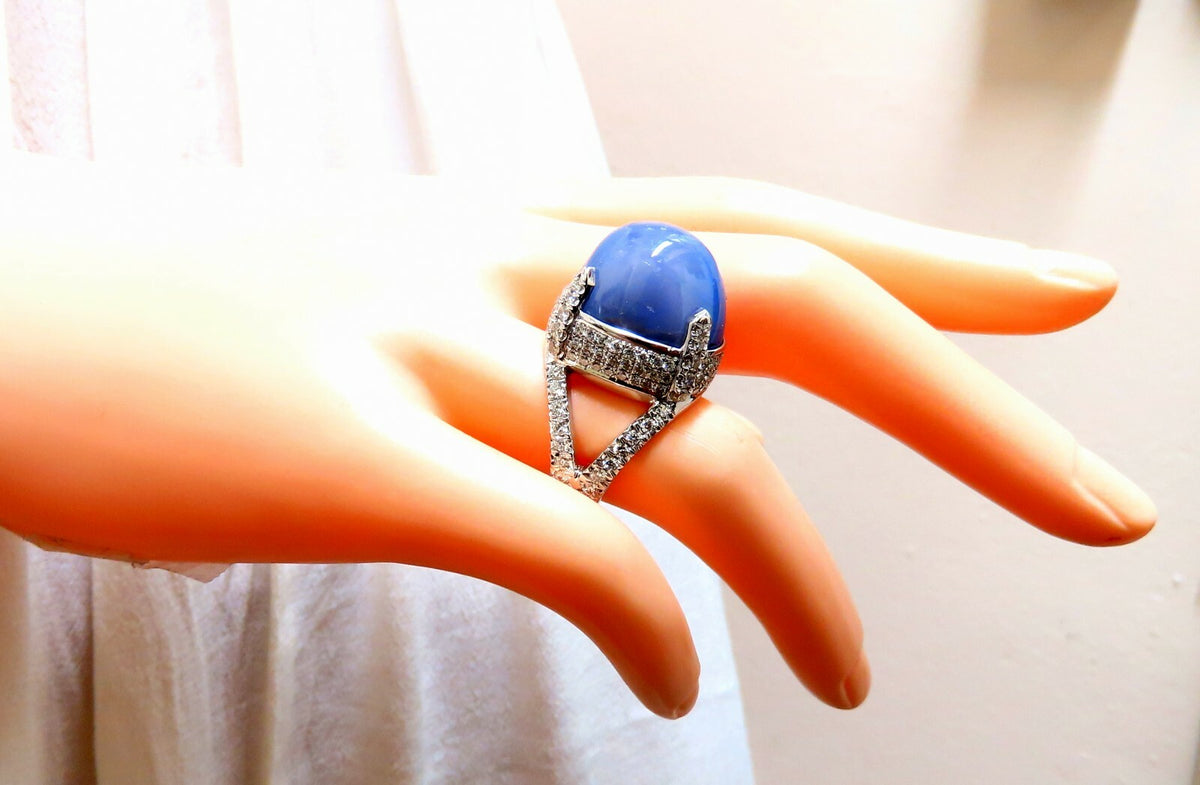 GIA Certified 49.73ct No Heat Color Change Sapphire Diamonds Ring 18kt**