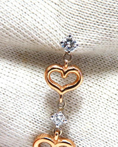 GIA Certified Natural Red Heart Tourmaline Diamonds Dangle Earrings 14k *v