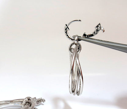 1.26ct NATURAL ROUND DIAMONDS DANGLE ROLLING RINGS EARRINGS 14KT LARGE *v
