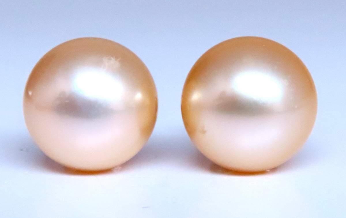10.7mm Vintage Baroque Pearl Stud Earrings 14kt Gold 12380 *v