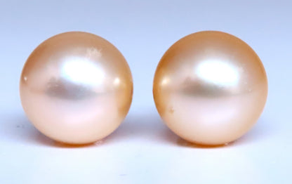 10.7mm Vintage Baroque Pearl Stud Earrings 14kt Gold 12380 *v