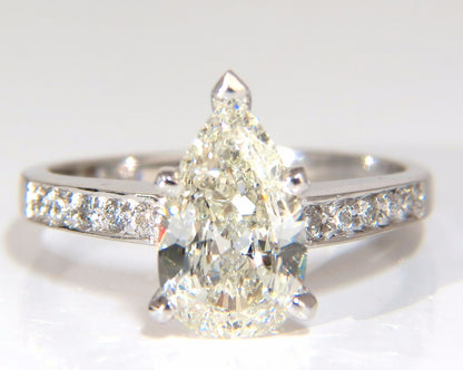 GIA Certified 1.49ct Pear Shape diamond ring .20ct. round accents 14kt *v