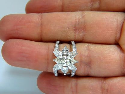 4.12ct natural diamonds marquise / pear eternity ring cocktail mod 14kt *v